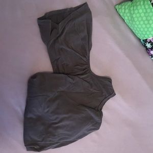 grey off the shoulder blouse